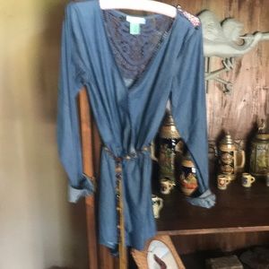 Lightweight detailed denim romper